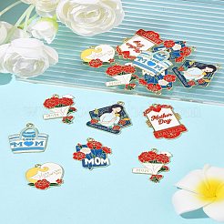 24 шт. 6 стиля подвески из сплава и эмали ко Дню матери&nbsp;FIND-FS0003-90