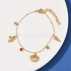 Браслеты с подвесками из нержавеющей стали 304 для женщин&nbsp;BJEW-C114-09G