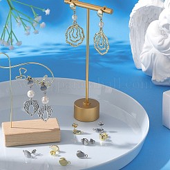 40 шт. 2-цветная овальная фурнитура для сережек-гвоздиков из нержавеющей стали 201&nbsp;STAS-SC0005-29