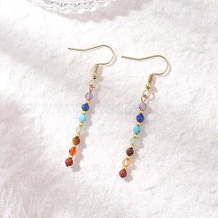 Круглые серьги-подвески из натуральных смешанных камней&nbsp;EJEW-JE06667-02