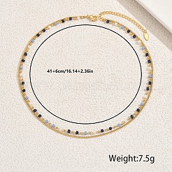 Двухслойные ожерелья из латуни и кубического стекла для женщин JE8042