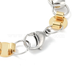 201 нержавеющая сталь плоские круглые звенья браслеты цепи для женщин мужчин&nbsp;BJEW-I316-08A
