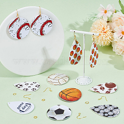 Набор для самостоятельного изготовления кожаных сережек-подвесок в виде спортивного мяча&nbsp;DIY-SC0024-91-1