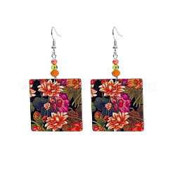 Серьги с подвесками из акрила и стекла&nbsp;FS-WG5F1EE-01