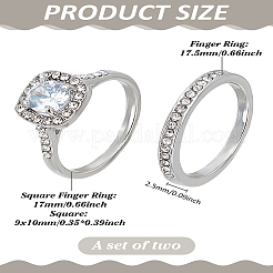 1 комплект колец из цинкового сплава и стекла для женщин&nbsp;RJEW-LP0001-25