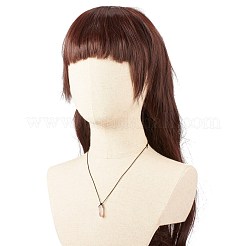 Колье с подвеской из натурального аметиста и шнурком из воловьей кожи&nbsp;NJEW-JN03882-01