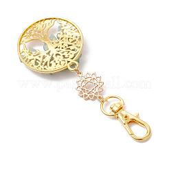 Бусины из натурального зеленого авантюрина и сплава с подвеской в виде дерева жизни&nbsp;HJEW-JM03129-04