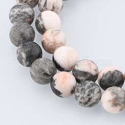 Натуральные бусины из яшмы розового цвета под зебру&nbsp;G-OC0001-22-10mm