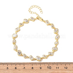 Латунные браслеты-цепочки с микропаве из прозрачных кубических цирконий для женщин&nbsp;BJEW-K274-13G