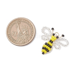 Подвески в виде пчел из стеклянного бисера&nbsp;PALLOY-MZ01216