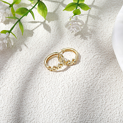 1 пара серег-колец в форме звезды из латуни с прозрачным кубическим цирконием&nbsp;EJEW-BBC0002-13