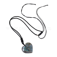 Ожерелья с подвеской в виде сердца из натурального лабрадорита&nbsp;PW-WG04E68-01