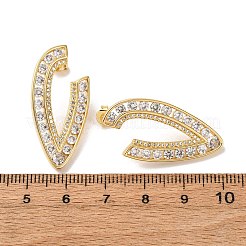 V-образные серьги-гвоздики из латуни с микропаве из прозрачных кубических цирконий&nbsp;EJEW-D332-01G