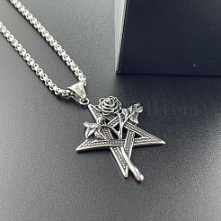 Винтажные ожерелья с подвесками в виде звезд и роз из нержавеющей стали 304&nbsp;XF5459