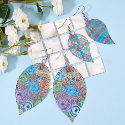 4 пара 4-х стильных висячих серег из нержавеющей стали с полыми листьями&nbsp;EJEW-SZ0001-35