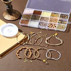 Наборы для самостоятельного изготовления браслетов из сплава и стеклянных бусин&nbsp;DIY-FS0007-77