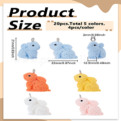 20 шт. 5 цвета непрозрачные подвески из смолы&nbsp;RESI-LP0001-45