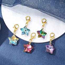 Украшение из гальванического стекла в форме звезды&nbsp;HJEW-JM01583-01