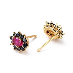 Серьги-гвоздики с цветком из кубического циркония для нее&nbsp;EJEW-C002-19G-RS