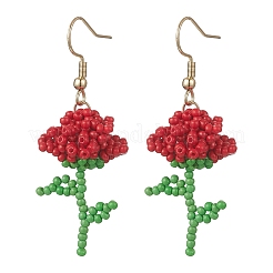 Серьги-подвески из цветочного стекла ручной работы&nbsp;EJEW-MZ00684-01