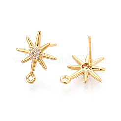 Латунные микро-паве кубические цирконии серьги-гвоздики фурнитура&nbsp;KK-N263-22G