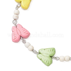 Браслеты-связки из синтетических бирюзовых бусин в виде бабочек для женщин&nbsp;BJEW-JB12118