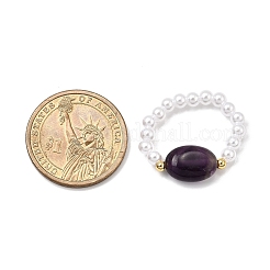 Кольца из искусственного жемчуга из АБС-пластика для женщин&nbsp;RJEW-JR00912