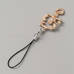 Дуга из сплава эмали с подвеской для телефона в виде кошки и сердца&nbsp;HJEW-WH0007-26