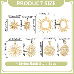 12шт 4 стиля латунные подвески&nbsp;KK-AR0004-67