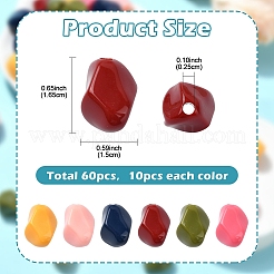 60шт 6 цвета непрозрачные акриловые бусины&nbsp;MACR-YW0003-17