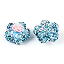 Полимерная глина в форме цветка со стразами&nbsp;CLAY-U023-01E