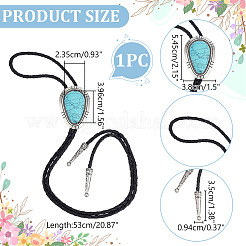 1 шт. сплав паве окрашенный синтетический бирюзовый овальный галстук-боло искусственная кожа шнур лариат ожерелья&nbsp;NJEW-WR0001-02B