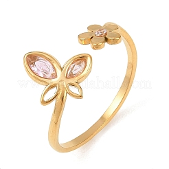 Открытые кольца-манжеты из нержавеющей стали 304 со стразами.&nbsp;RJEW-Z132-04G