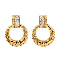 Кольцо латунные микропаве прозрачные кубические цирконии серьги-гвоздики&nbsp;EJEW-R025-08G