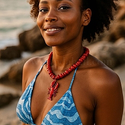 Ожерелья из пластиковых бусин с подвеской в виде лобстера и цепочками с литыми концами&nbsp;LS-NJEW-D336-01G