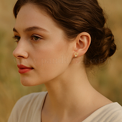 4 пара двухцветных серег-гвоздиков из латуни со стразами&nbsp;EJEW-GO0007-002