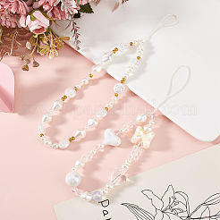 4 шт. 2 стиля ремешок для мобильного телефона с цепочкой из смоляных бусин&nbsp;AJEW-AN0007-47