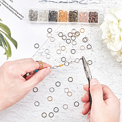 7 цветные латунные открытые прыжковые кольца&nbsp;KK-PH0036-62-10mm