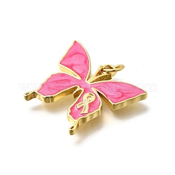 Октябрь рак груди розовая лента осведомленности латунные эмалевые подвески&nbsp;LS-KK-S517-04B-G