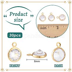 30 шт. подвески из прозрачного кубического циркония с латунным краем и петлей&nbsp;KK-PH0010-41