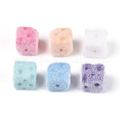 Флокированные непрозрачные акриловые кубические бусины&nbsp;OACR-T030-08M