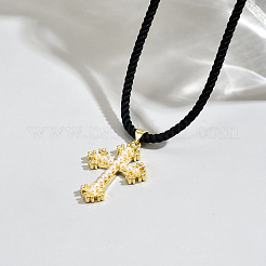 Мужские ожерелья с подвеской-крестом из латуни и искусственного жемчуга&nbsp;LI2000-1