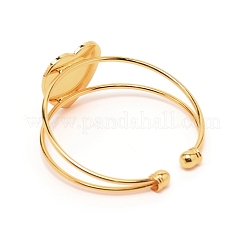 Двухслойный браслет-манжета с проволочной обмоткой в форме сердца&nbsp;BJEW-WH0015-02G