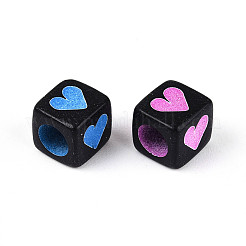 Пластиковые кубические бусины флуоресцентного цвета&nbsp;KY-T041-24M