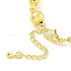 Круглые и рифленые латунные браслеты с бисером для женщин&nbsp;BJEW-P322-17G