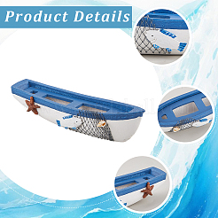 Миниатюрная модель парусника из дерева в средиземноморском стиле с украшениями&nbsp;DJEW-WH20816-008A