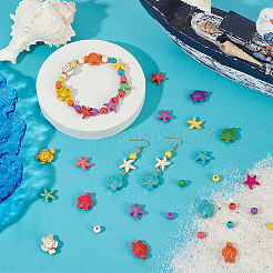 160 шт. 3 стиля синтетические бирюзовые бусины с морской тематикой&nbsp;G-UN0001-30
