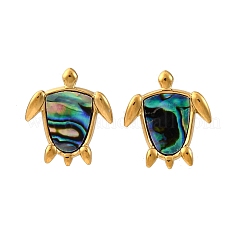 Серьги-гвоздики из натуральной ракушки пауа из нержавеющей стали 304&nbsp;EJEW-Z103-05G-01