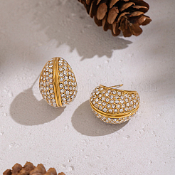 Серьги-гвоздики из нержавеющей стали 304 с кубическим цирконием&nbsp;YS0602