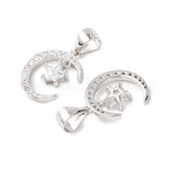 925 925 серебряных подвески с прозрачными кубическими цирконами в форме полумесяца и подвесками в виде звезд&nbsp;STER-G050-02P